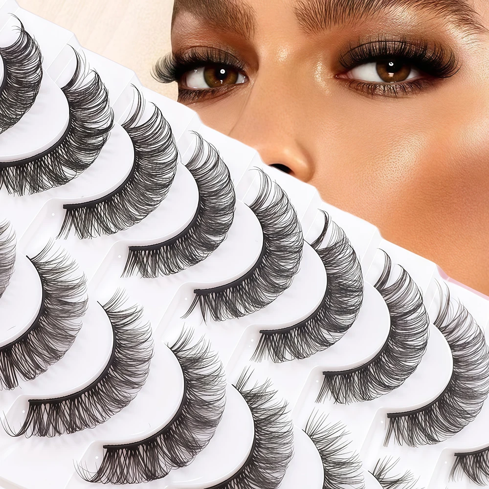 منتجات جديدة من أوروبا وأمريكا: 10 أزواج من الرموش الصناعية، رموش سميكة على شكل متقاطع، و10 أزواج من العين البيضاء المدعومة
