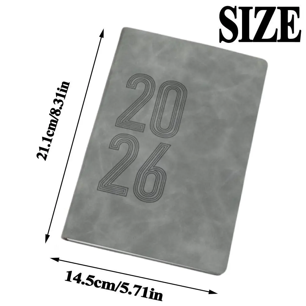 2026 365 Days Efficiency Notebook English Version Texture PU a5 Agenda Planning Notepad Leather Cover Soft Daily Plan Yearbook