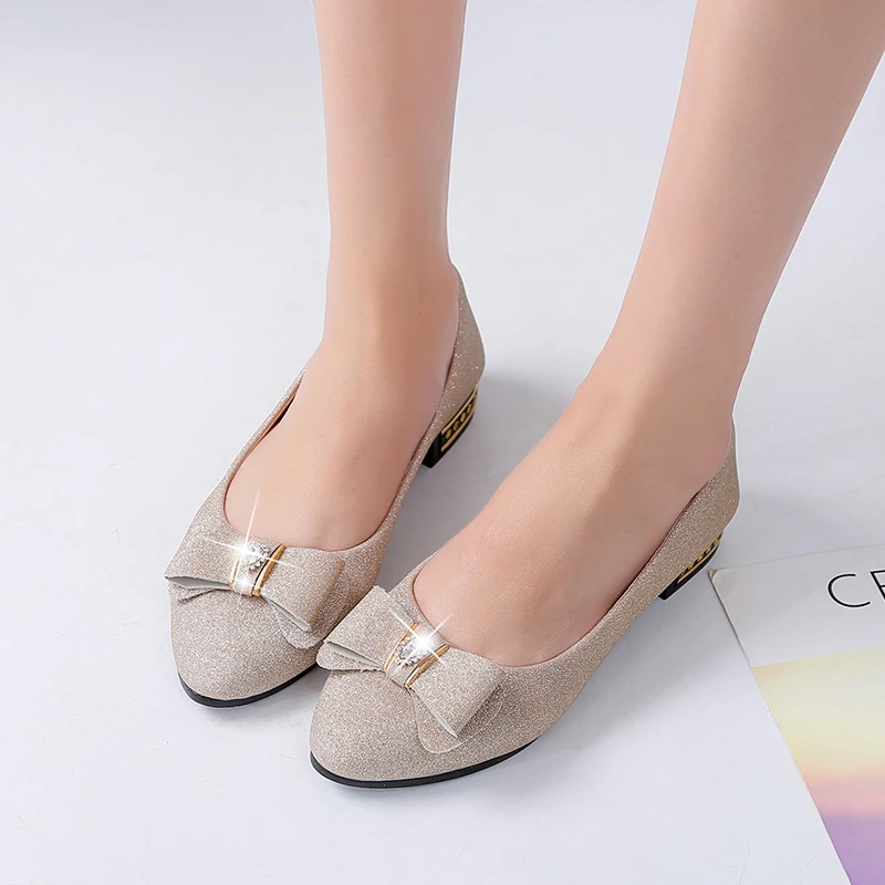 *Fashionable Hot Selling Pointed Comfortable Bow Casual Shoes for Women Spring Autumn New Sexy/Elegant Mid Heeled Women's Shoes