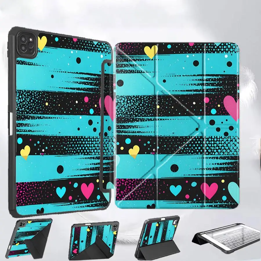 Stripe Dots Love Holder Cover Tablet Case For iPad Air 4 5 M3 M2 M4 11inch Pro 2025 Pro 11th 10th 9th 8th 7th 12.9inch Mini 6 7