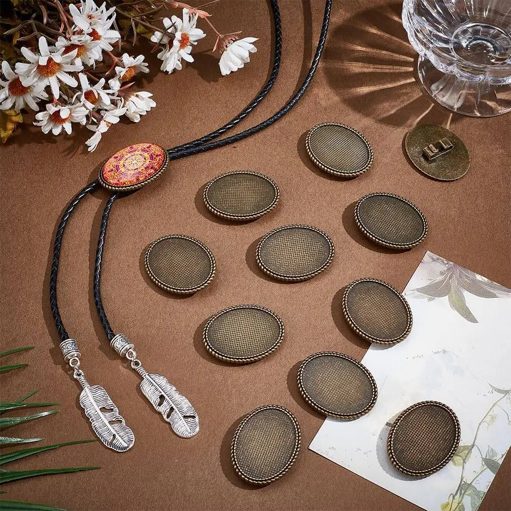 

CYL-12 шт. Застежки для галстуков-боло, заготовки из сплава, овальные основы для кабошонов, фурнитура для рукоделия и одежды A