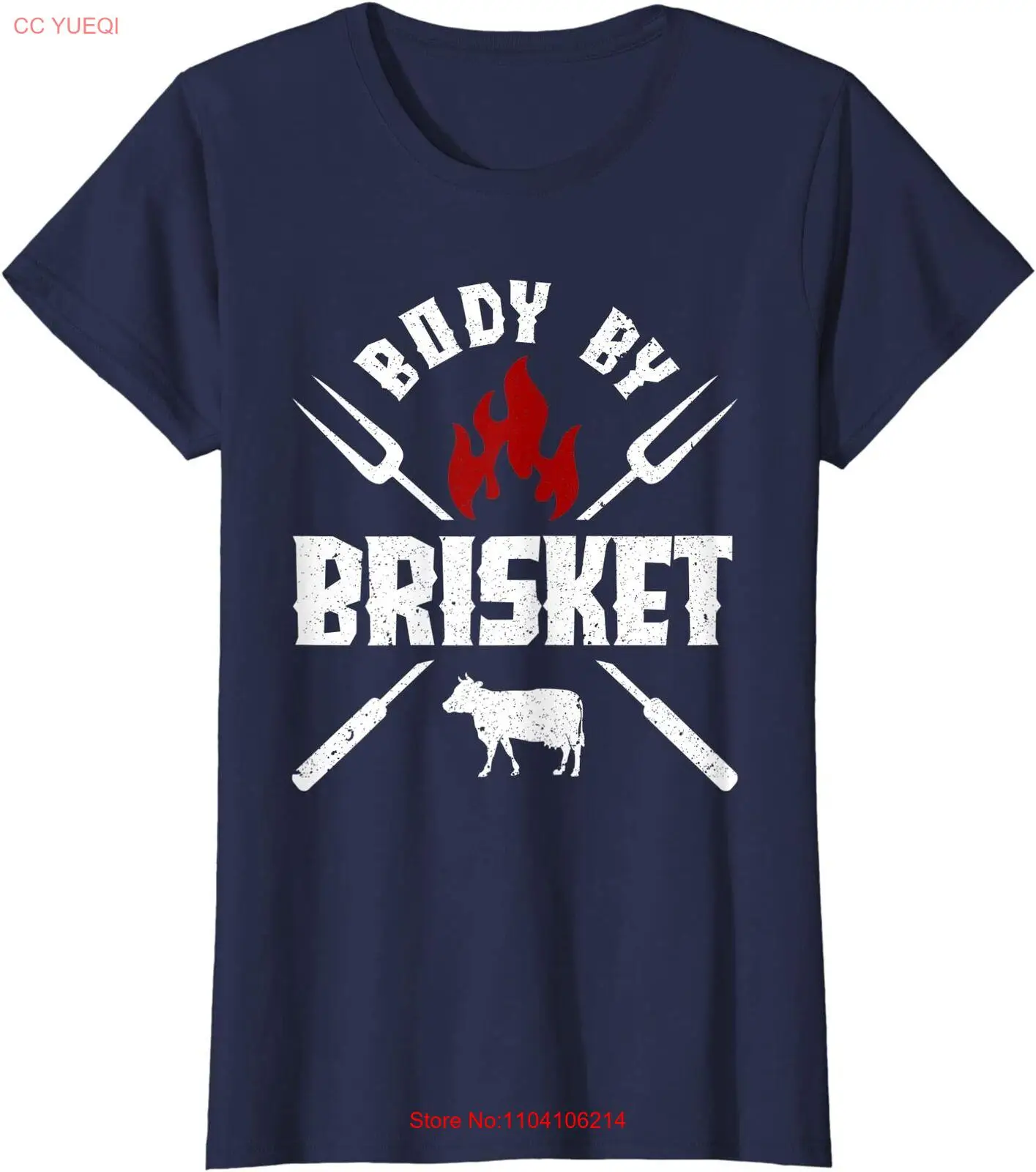 Body By Brisket Funny Grill Lover Cow Bbq Lover Ladies' Crewneck T-Shirt