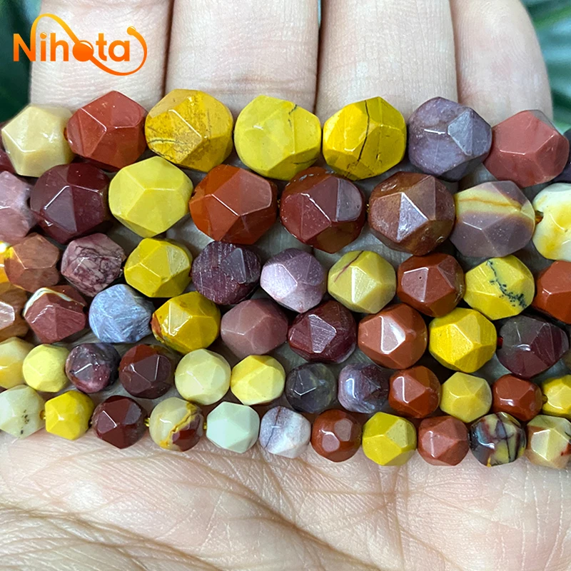 Natural Faceted Mookaite Egg Yolk Stone Spacer Loose Beads 6/8/10mm DIY Charms Bracelets Earrings for Jewelry Making 14\