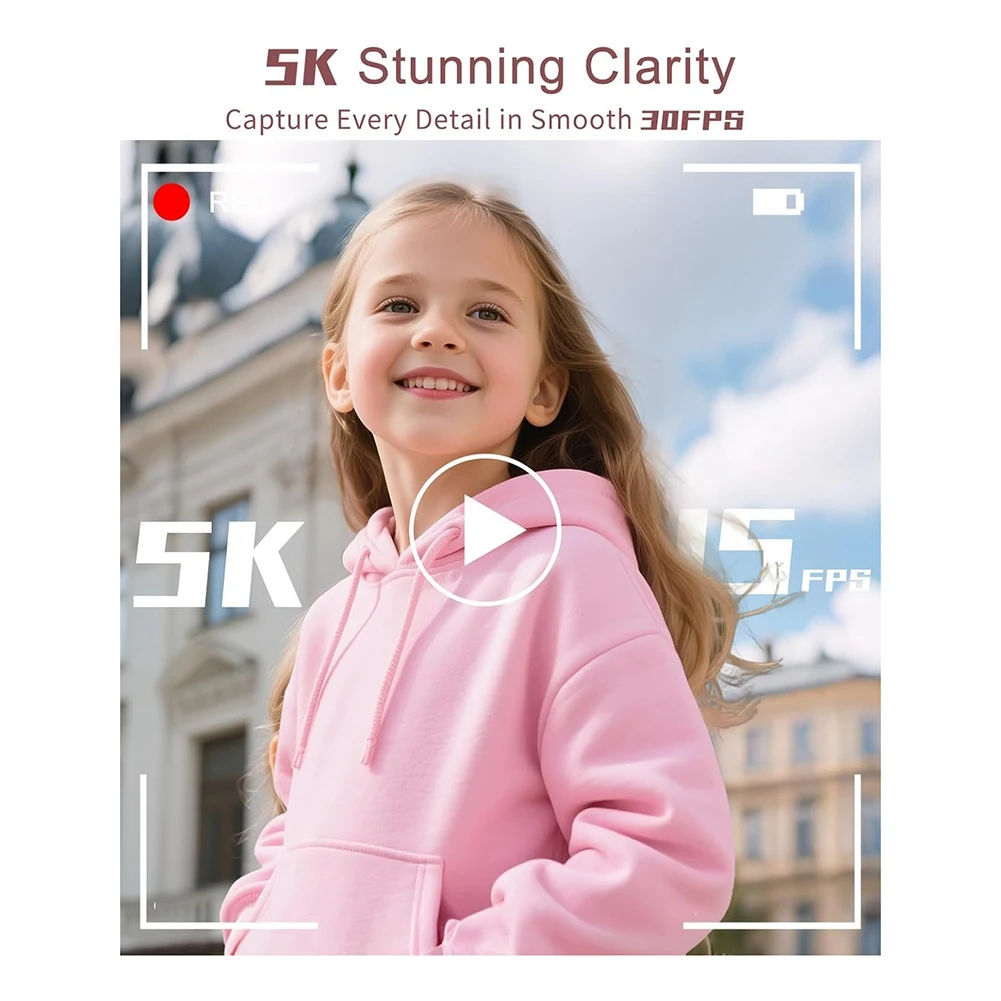 

PHILE-Wifi Enabled 5K Digital Camera Autofocus Vlog Camera With 180° Flip Screen, Compact Design For Beginners& Teens Photograph