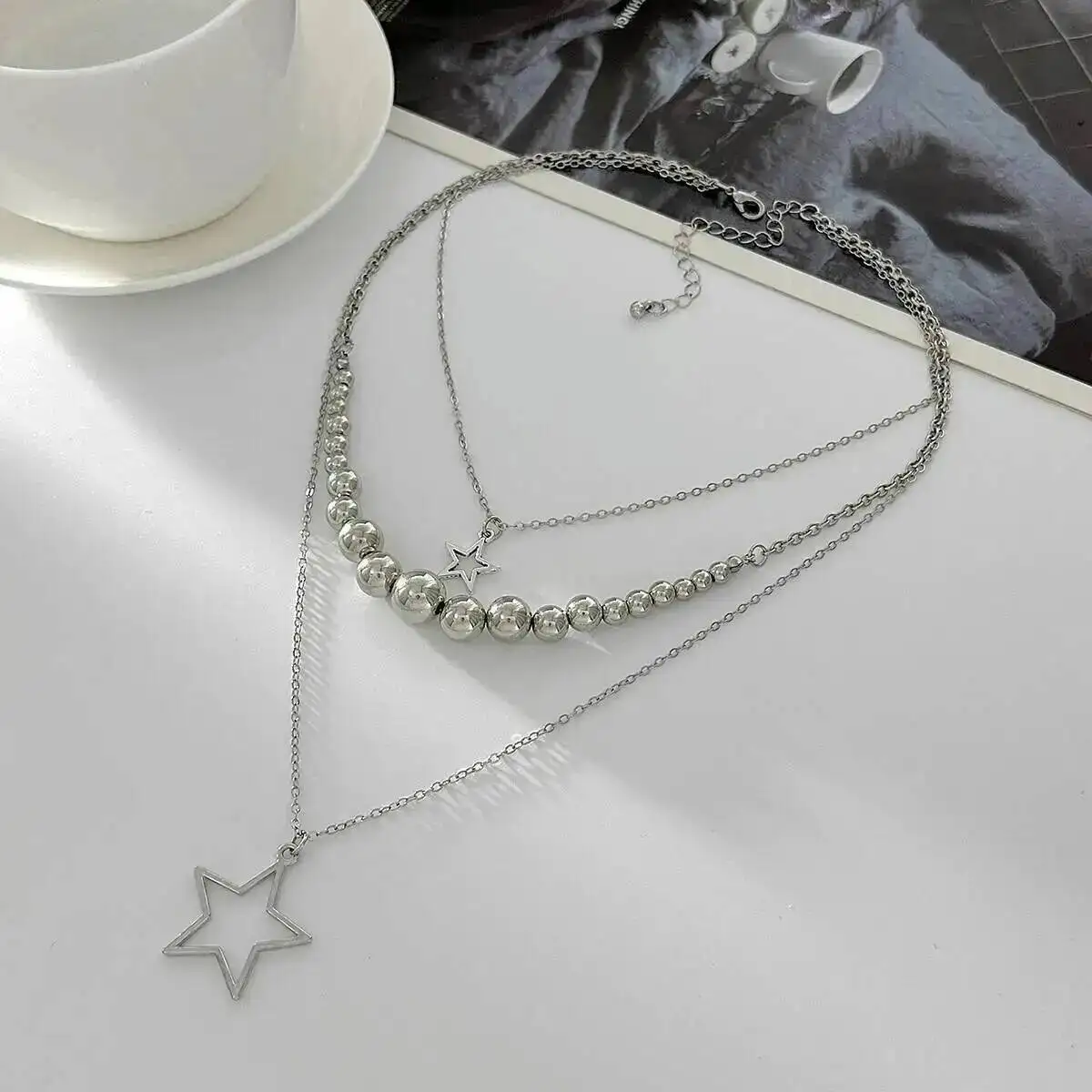 Lacteo الإبداعية العصرية الخماسية نجمة CCB مطرز قلادة قلادة للنساء الشرير كول الشارع مجوهرات الرقبة الإكسسوار 2026 جديد #4