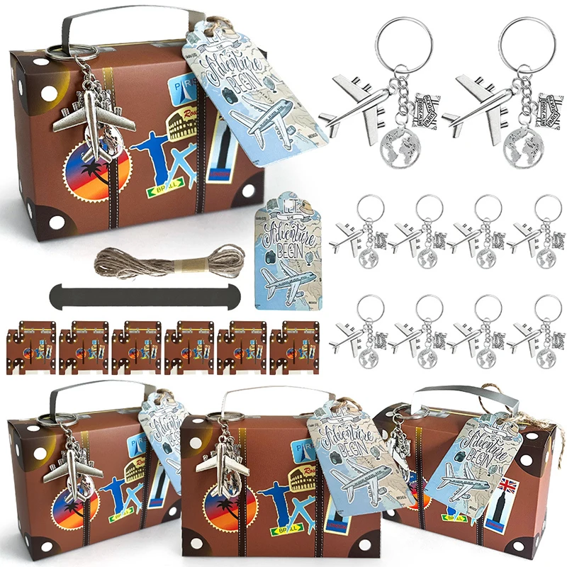 מיני מזוודה עם מחזיק מפתחות מטוס