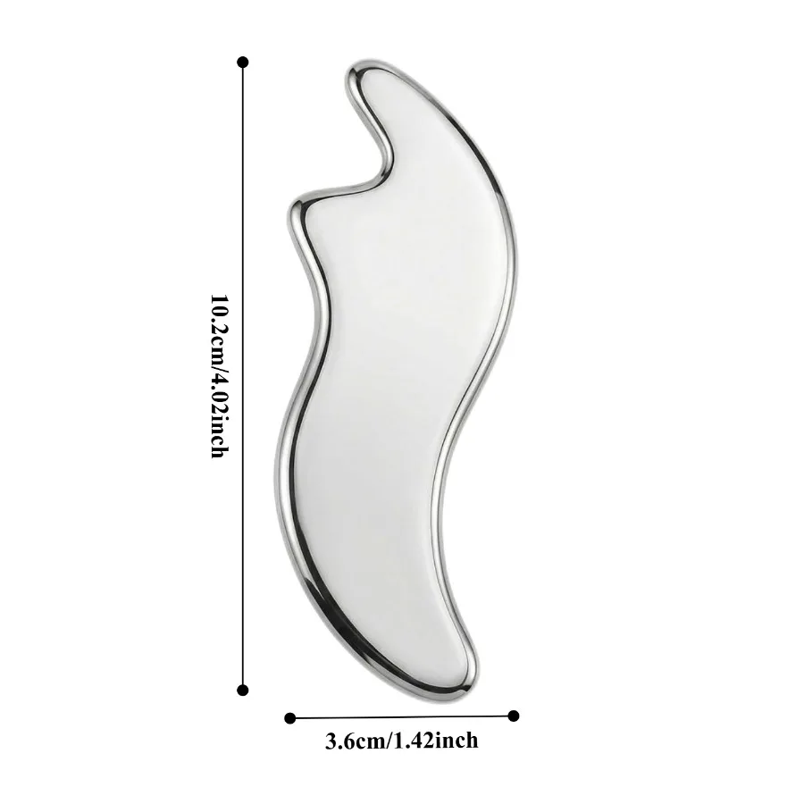 1Pc Stainless Steel Body Gua Sha Tool, Manual Scraper Massager for Back Neck Legs Arms, Smooth Edge Ergonomic Design