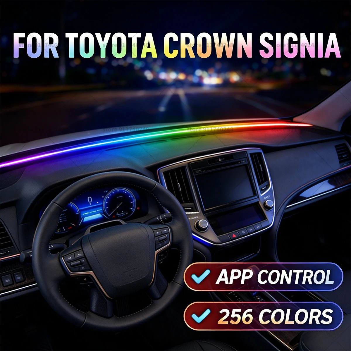 Tira de luces decorativas para automóvil Toyota Crown Signia, tira de insonorización acrílica colorida para parabrisas delantero, luz ambiental