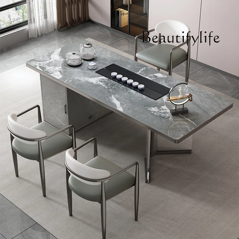 Nordic high-end rock slab tea table and chair combination household simple acrylic tea table