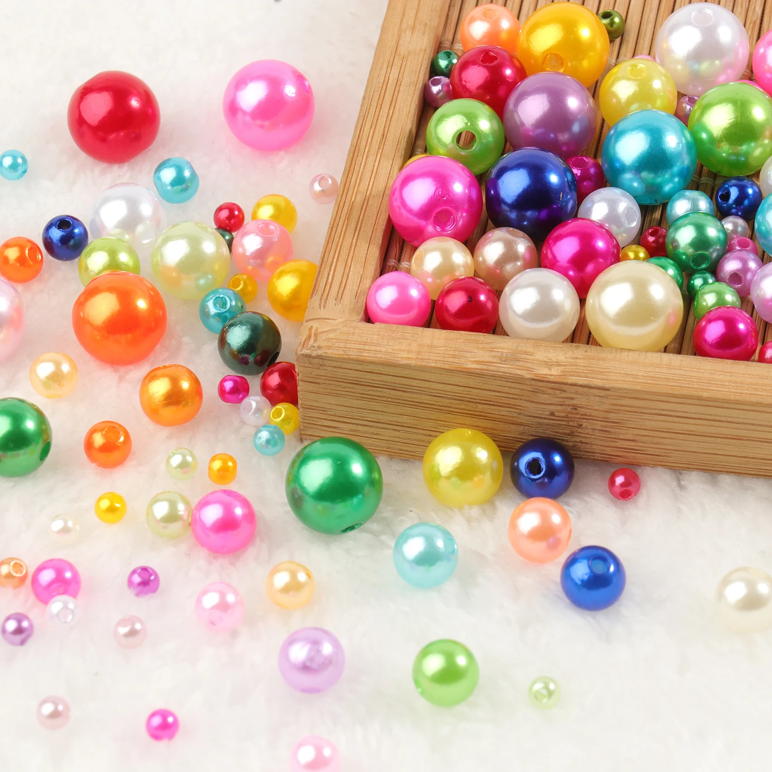 50/100/200/1000pcs Colorful Acrylic ABS Pearl Beads Round Loose Space Beads For Jewelry Making DIY Bracelets Accessories 4-12MM