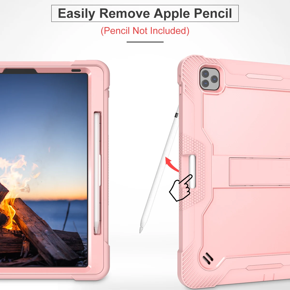Heavy Duty Protective Case for iPad Pro 12.9 6th 5nd 4nd 3nd Gen 12.9 inch PC + Silicone Stand Tablet Cover with Pen Slot