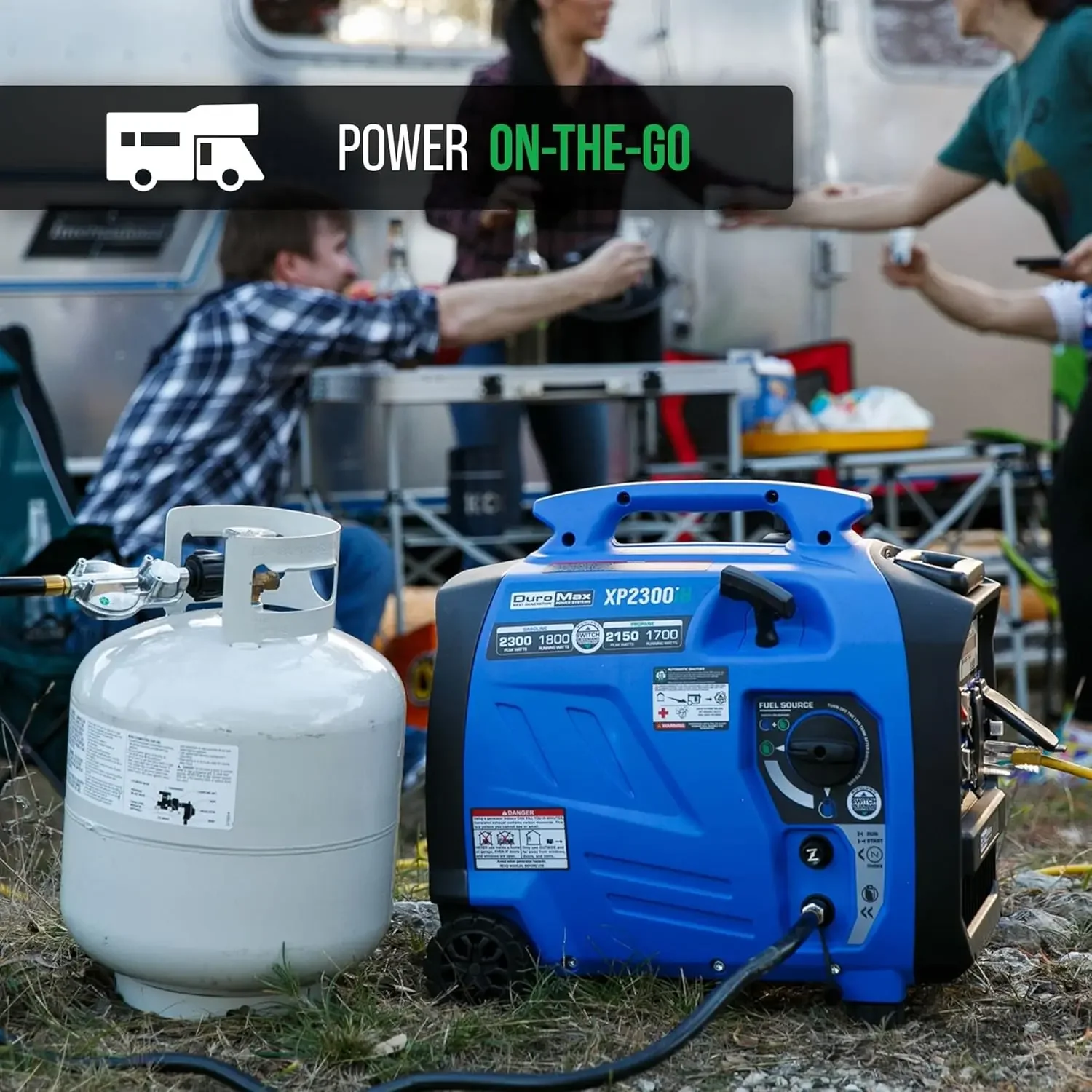 XMSJ.2300-Watt 80cc Dual Fuel Digital Inverter Hybrid Portable Generator، أزرق