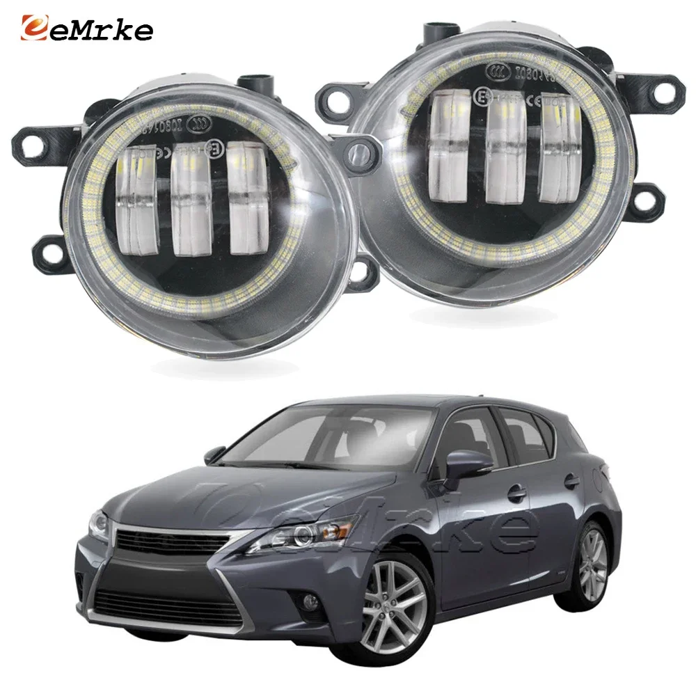 LED Fog Lights Angel Eye DRL for Lexus CT 200h Ct200h 2011-2016 Car PTF with Clear Lens Daytime Running Light Accessories