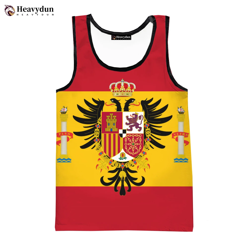 Hot Sale Summer Fashion Spain Flag Men Women Tank Tops Sleeveless Unisex Harajuku Personality 3D Printed Beach Tops Tees 6XL