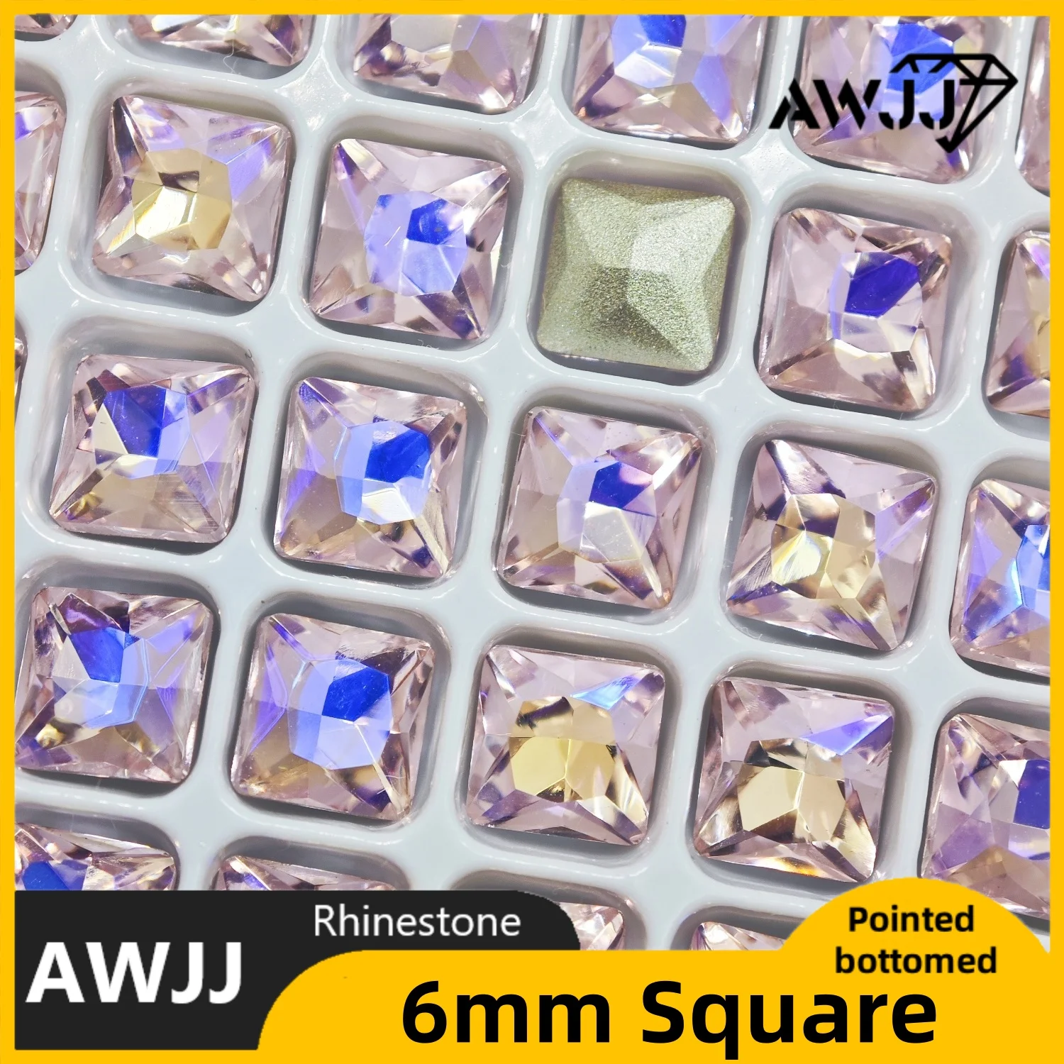 6 مللي متر مربع الشكل كريستال جميع الألوان وأشار القاع الديكور الأحجار الكريمة المستخدمة للأقراط والقلائد مجوهرات الأظافر الإكسسوار