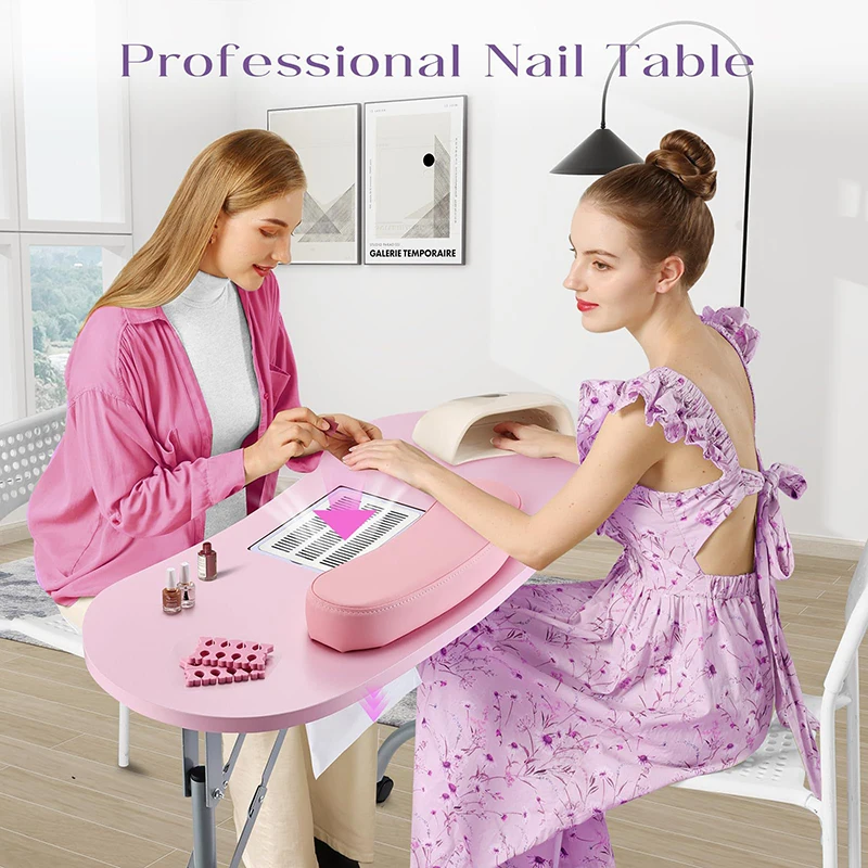 Folding Portable Vented Manicure Nail Desk With Dust Fan & Carry Bag Professional Beauty Salon Equipment Nail Art Workstation