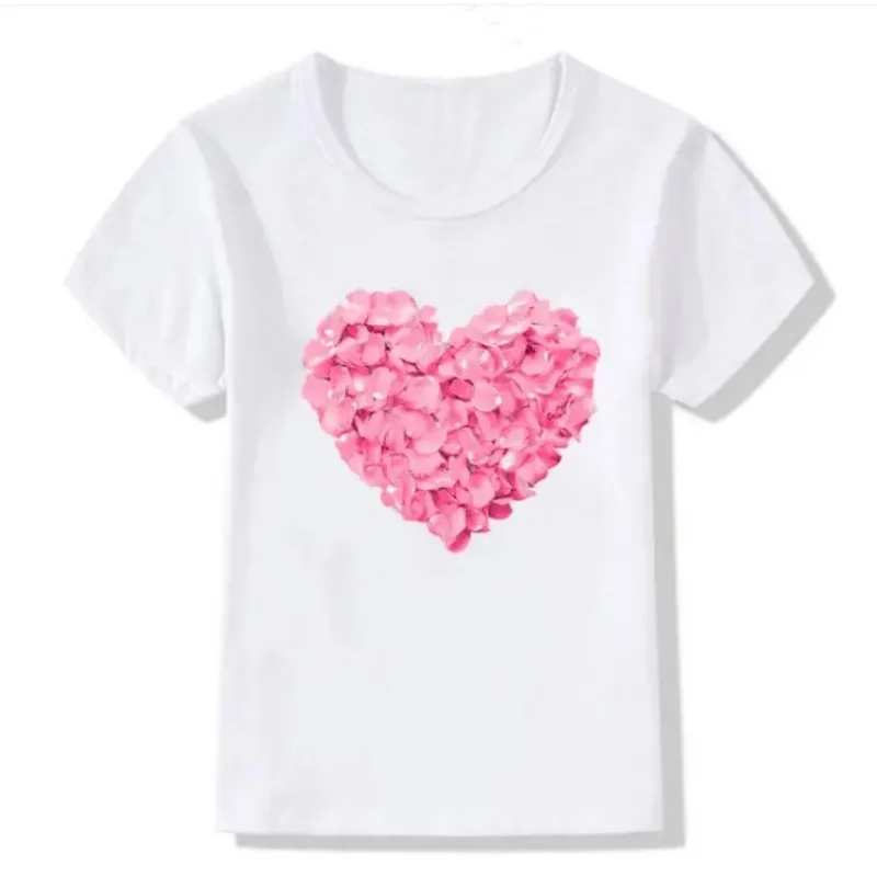 New Baby Kids T Shirt Soft Short Sleeve Kids Tshirt Simple Rainbow Heart Print Toddler Girl Tops Clothes