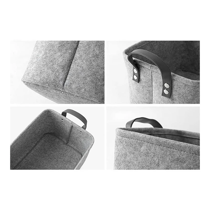 ABWR-2 buah kotak penyimpanan lakan persegi panjang, dengan dua pegangan, sebagai kotak penyimpanan untuk pakaian, handuk, perlengkapan mandi, produk bayi, buku. Gray