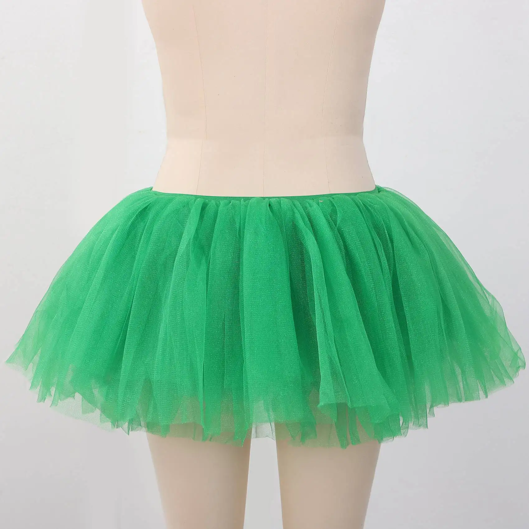 Dance Tulle Tutu 5 Layered Tutu Prom Party Costume Tulle Tutu for Women and Girls,Green