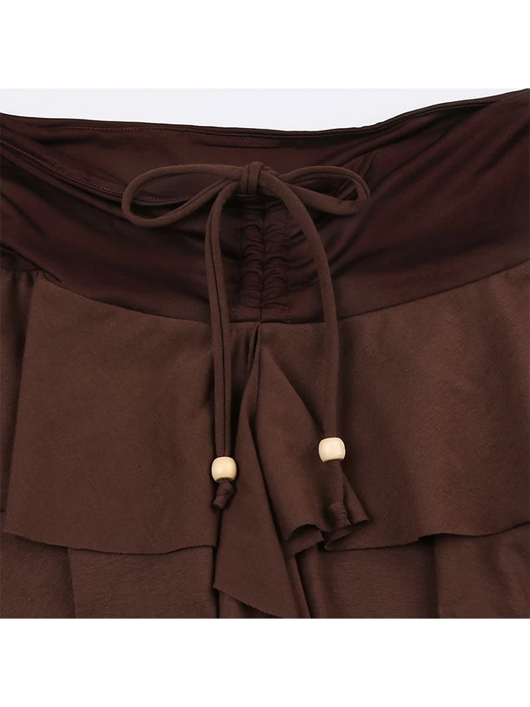 Browan High Waist A-Line  Skirt for Women Vintage Style Half-length Skirts Belted Asymmetrical Short Skirts Trendy Design