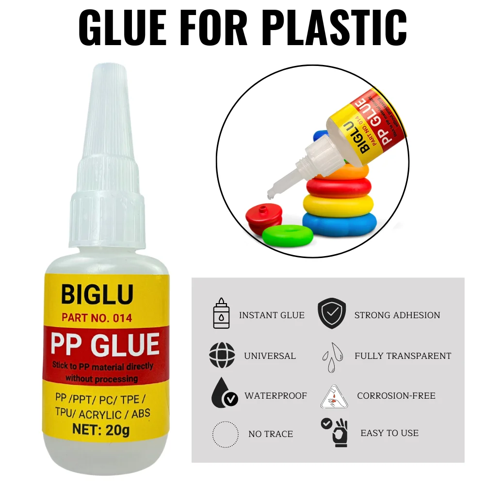 

20G BIGLU Instant PP Glue Protection Adhesive High Temperature Resistant Sticky Electronic Components Metal Adhesive