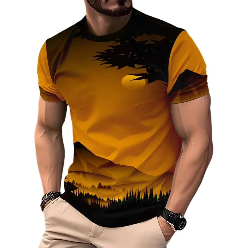 

Cool and Fun Tree Shadow Natural Pattern Design 3D Printed Men's T-Shirt Summer Fashion Trendy Simple Daily Leisure Sports Style