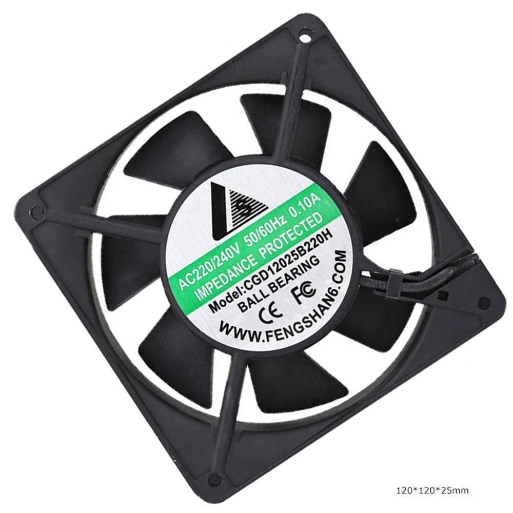AC Axial Cooling Fan 120x120x25mm 220V 240V Ball Bearing Brushless Exhaust Ventilation Fan for Cabinet Server Rack Electrical