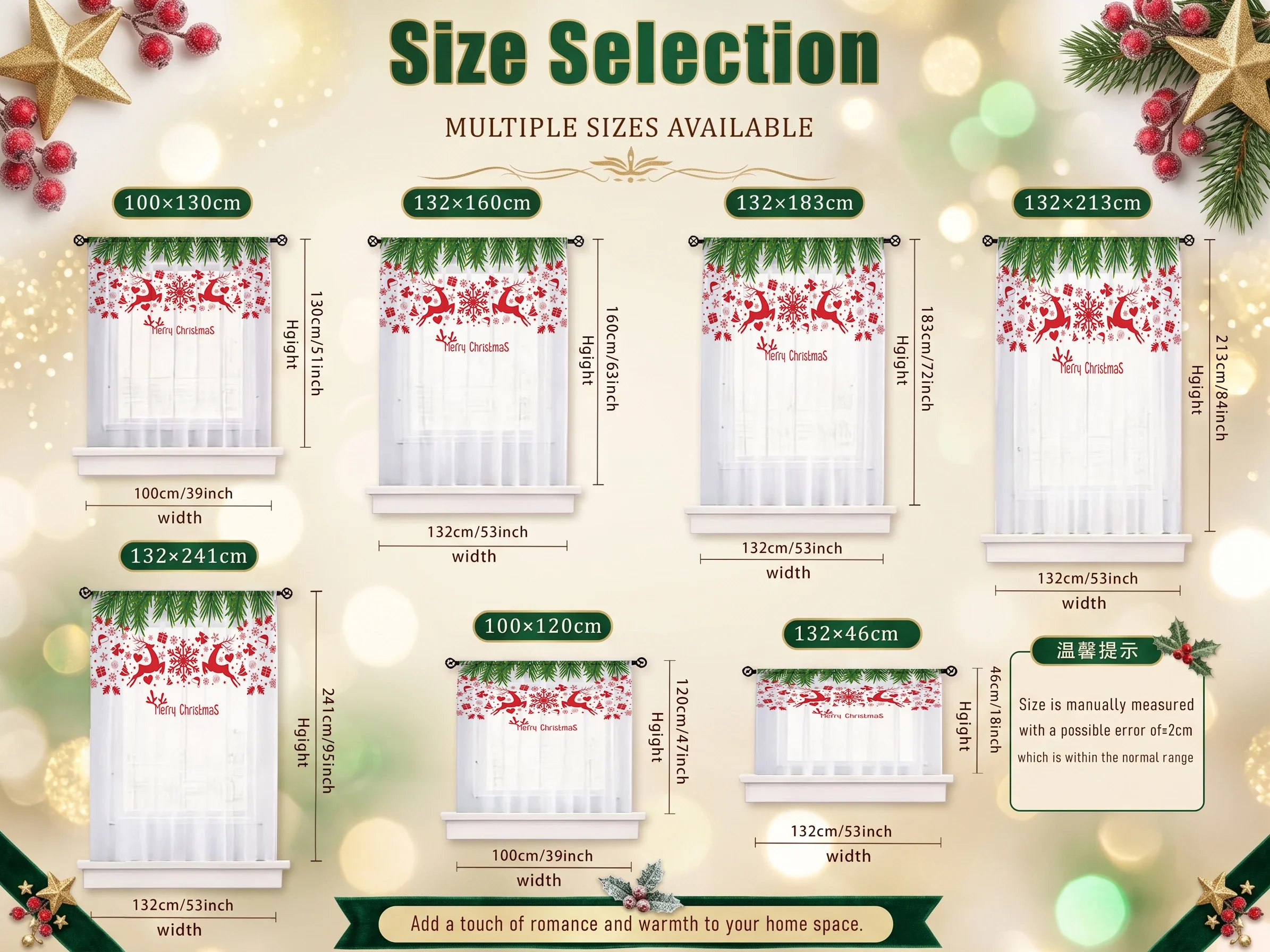 Christmas Gradient Sheer Curtain, Good Quality Light Reducing Privacy Voile for Living/Bedroom/Kids Room,Christmas's Day Gift - view 5