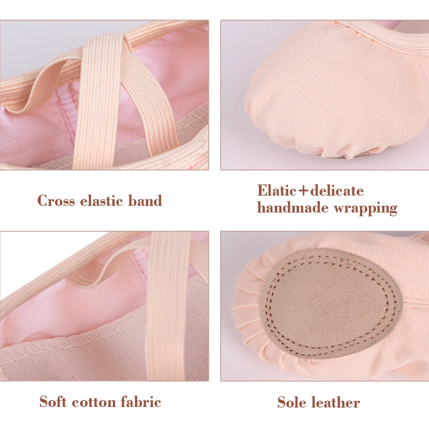 Girls Ballet Shoes Canvas Split-Sole  Lightweight Ventilate Flats Shoes Crossed Instep Elastics Gymnastics shoes