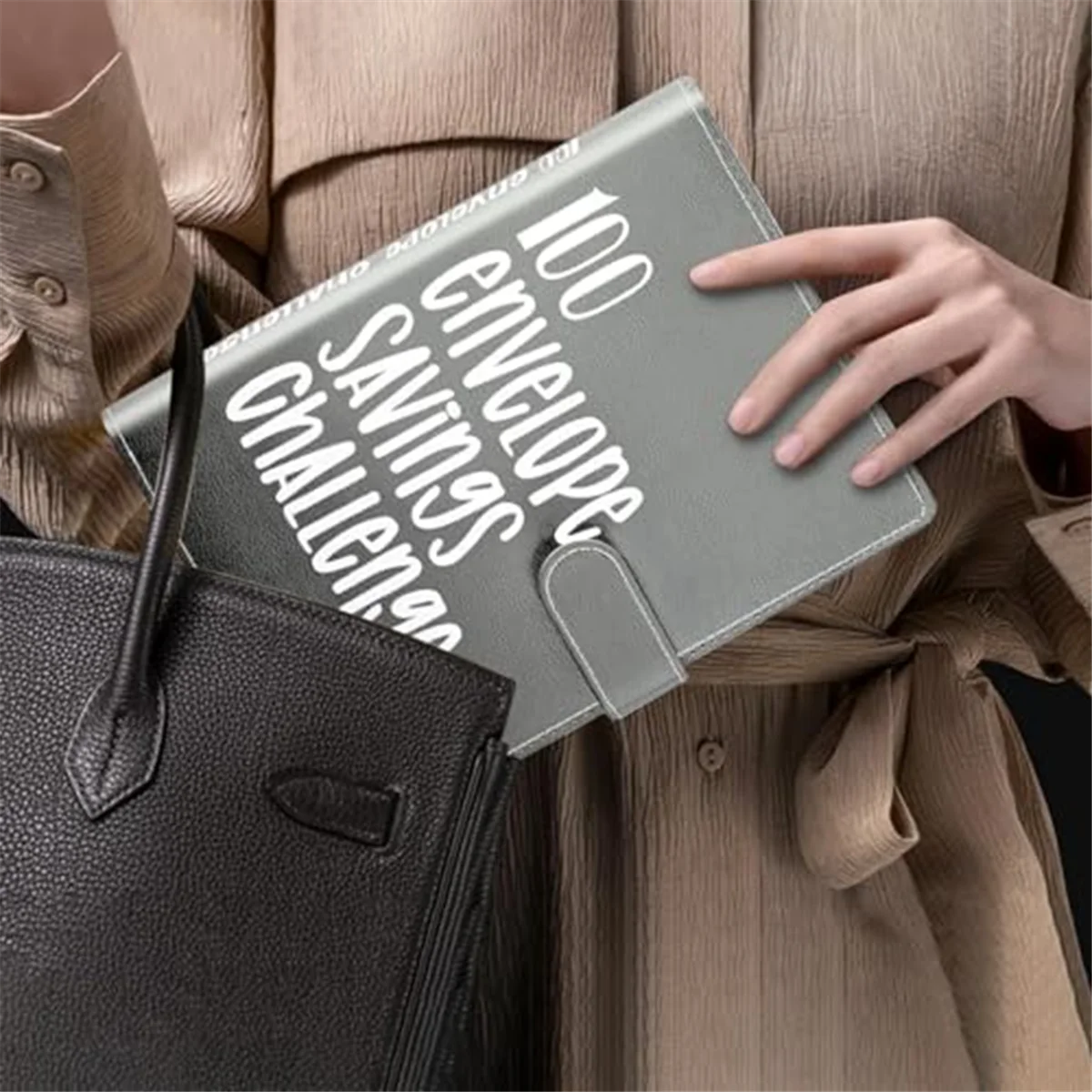 100ซองจดหมายที่ท้าทายเครื่องผูก A5ประหยัดเงินเครื่องผูกงบประมาณ-ประหยัด5,050พร้อมกับความท้าทายในการประหยัดเงินสีเทา