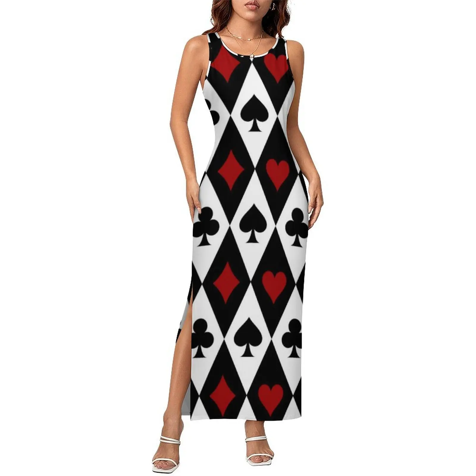 Card Player Casino Dress Sleeveless Gambling Blackjack Vintage Maxi Dresses Spring Streetwear Design Bodycon Dress Big Size 4XL