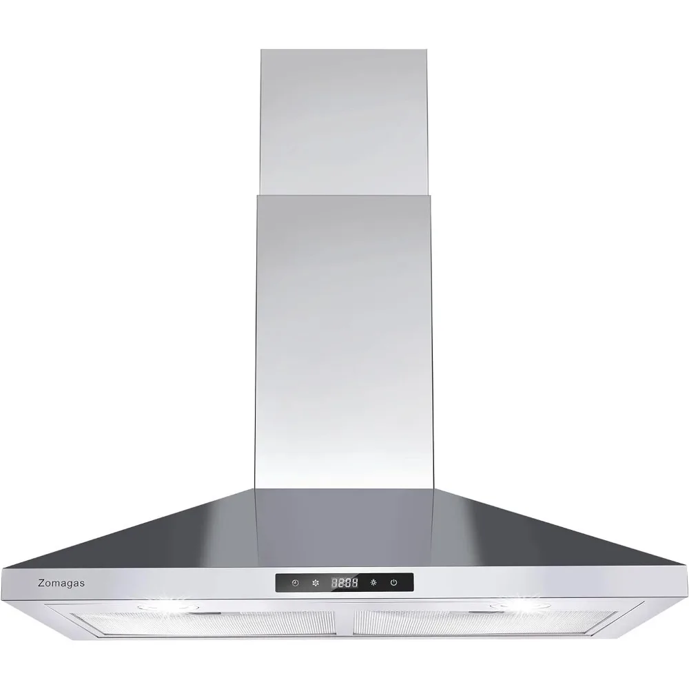 

30 inch Stainless Steel, Wall Mount Stove Hood Ducted/Ductless Convertible with 3 Speed Kitchen Vent Hood, Touch Control