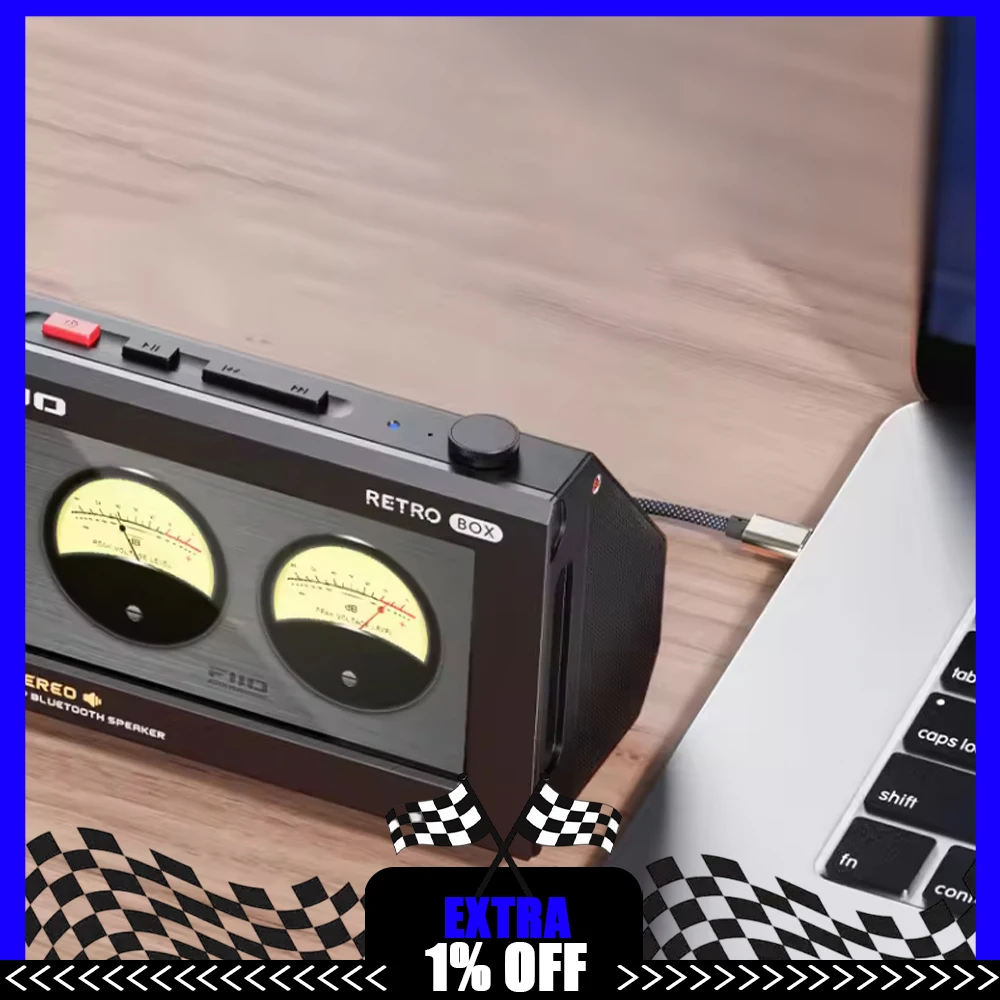 FiiO RETRO BOX Audio Cassette-Style Bluetooth Stereo Supports LDAC USB Decoding Cassette Window for M33/M21 Bluetooth Speakers
