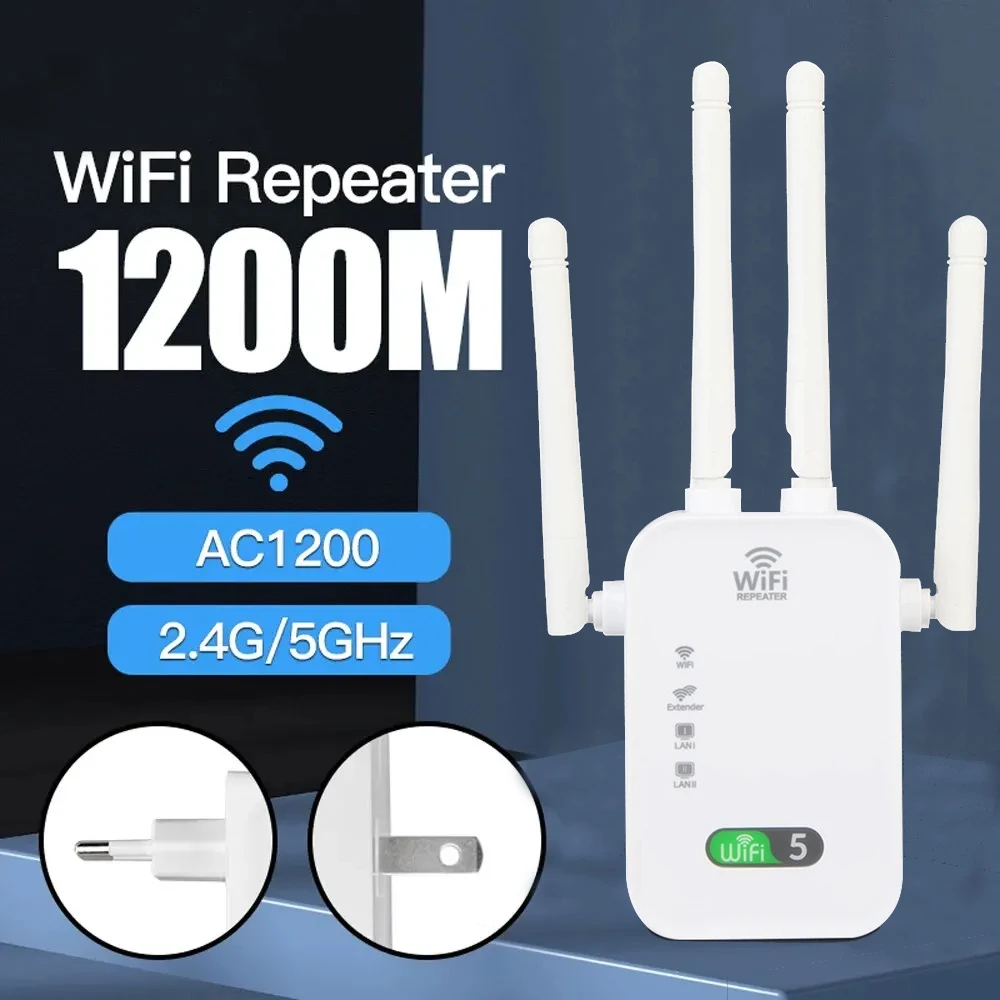 와이파이 리피터 라우터, 1200Mbps 듀얼 밴드 무선 증폭기, 2.4G, 5GHz 네트워크 카드, 장거리 신호 부스터, 홈 오피스 PC용