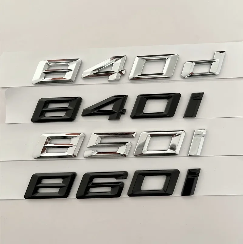 Insignia de logotipo de letras cromadas para maletero de coche, calcomanías de estilo 3D para BMW Serie 8, 840d, 840i, 850i, 860i, E31, G14, G15, G16