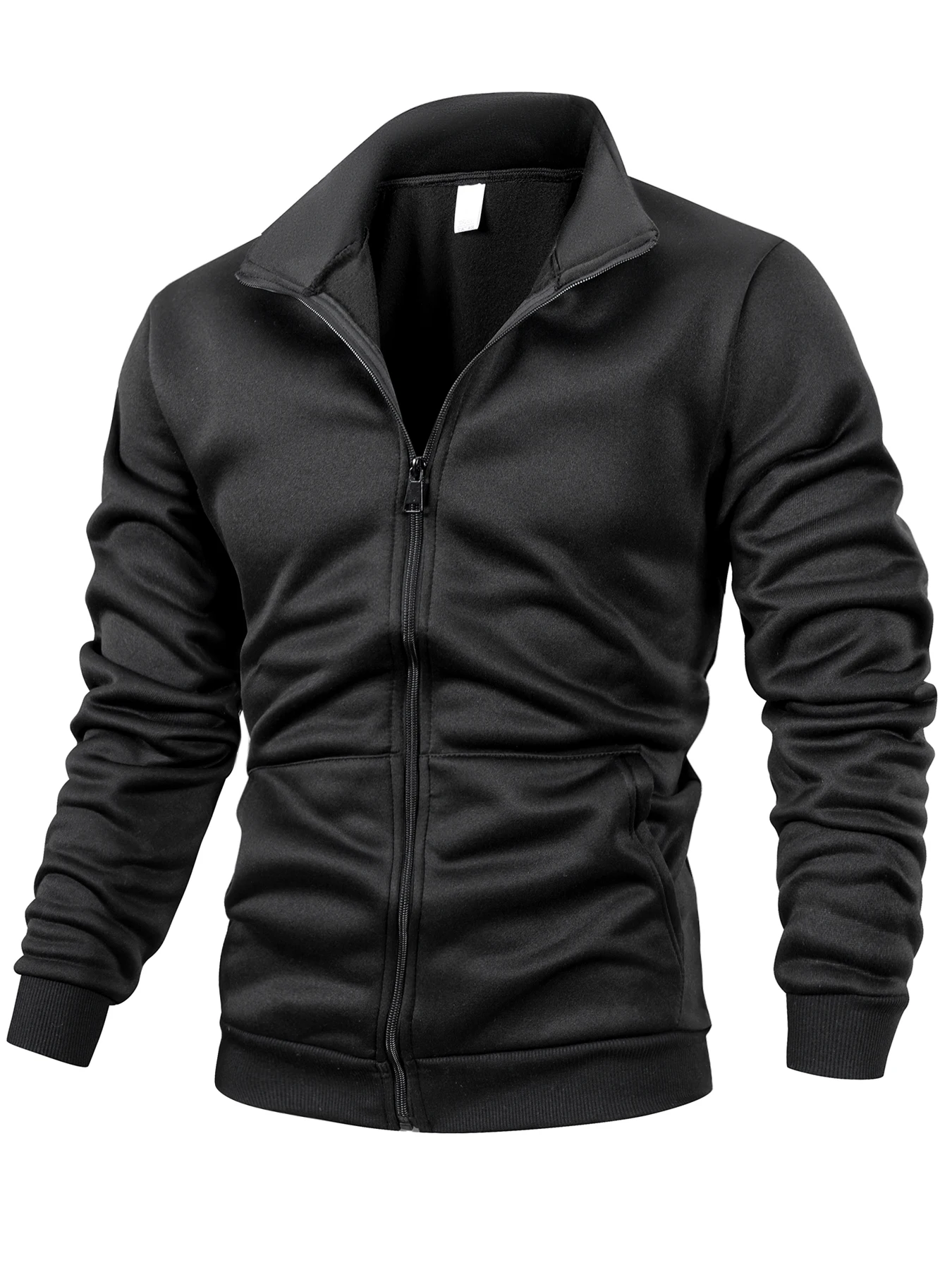 الخريف الشتاء الرجال طويلة الأكمام الصوف جاكيت زيبرا معاطف بلون الوقوف طوق سترة دافئة معطف رياضية في الهواء الطلق الرجال