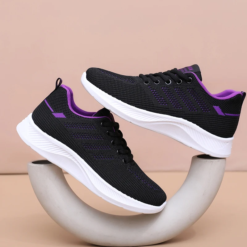 Atmungsaktive Sportschuhe aus Mesh für Damen, leichte und bequeme Sportschuhe mit weicher Sohle, Damen-Schnürschuhe für Freizeitaktivitäten und zum Laufen. – Detail 24