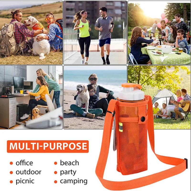 Outdoor Crossbody Mesh Water Bottle Bag Universal Cup Protective Sleeve Kids Thermos Milk Tea Cup Storage Pouch view 3