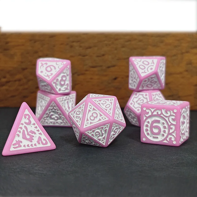 ألعاب النرد TRPG DND مجموعة النرد معظم البوب متعدد الألوان مذهلة نمط الخط الرجعية ونمط لعبة لوحة الترفيه التذكارية #3