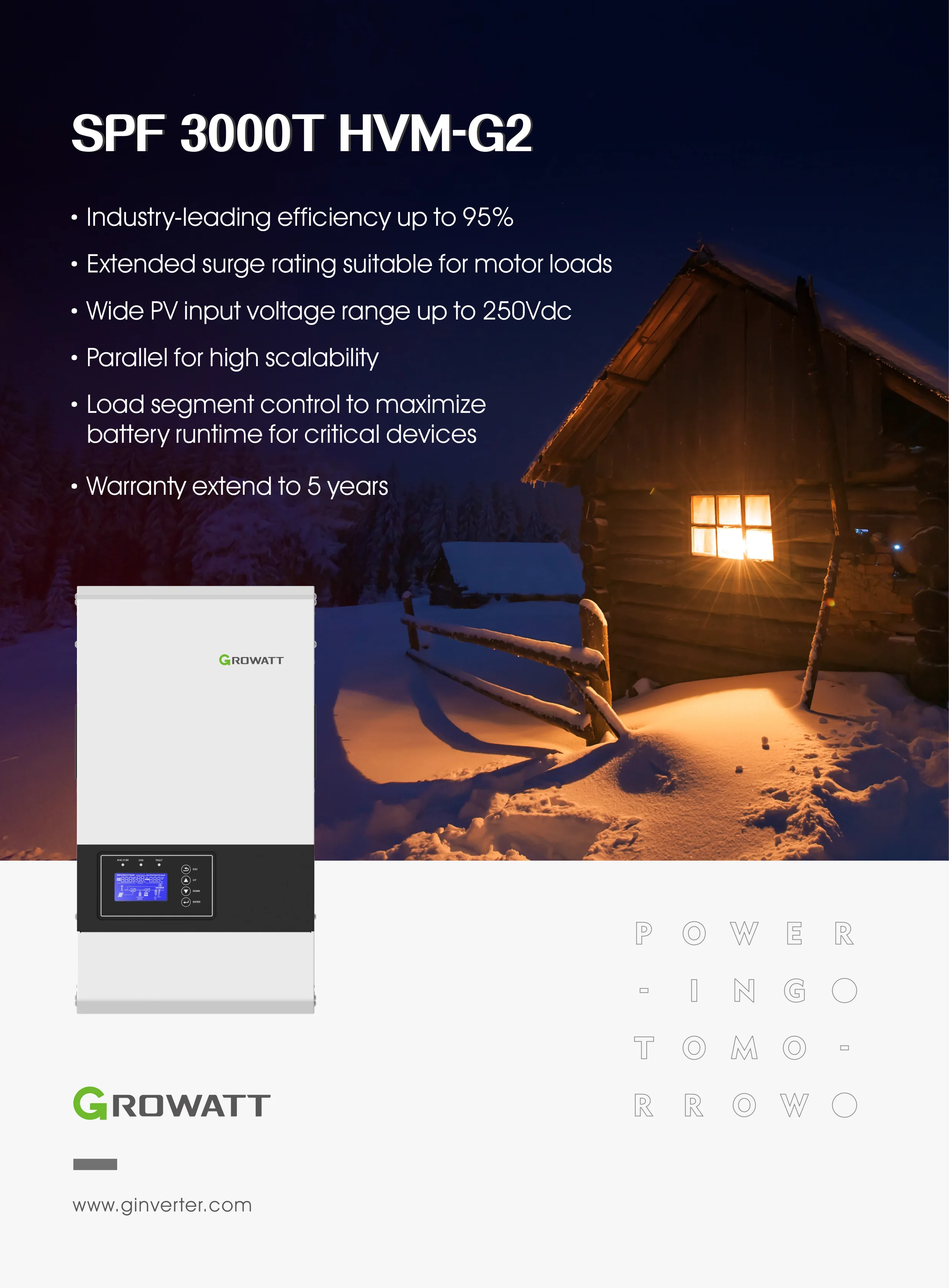 Low Price Growatt Solar Inverter SPF 6000T HVM-G2 3KW 6KW Off Grid Split Phase Inverter With MPPT High Scalability