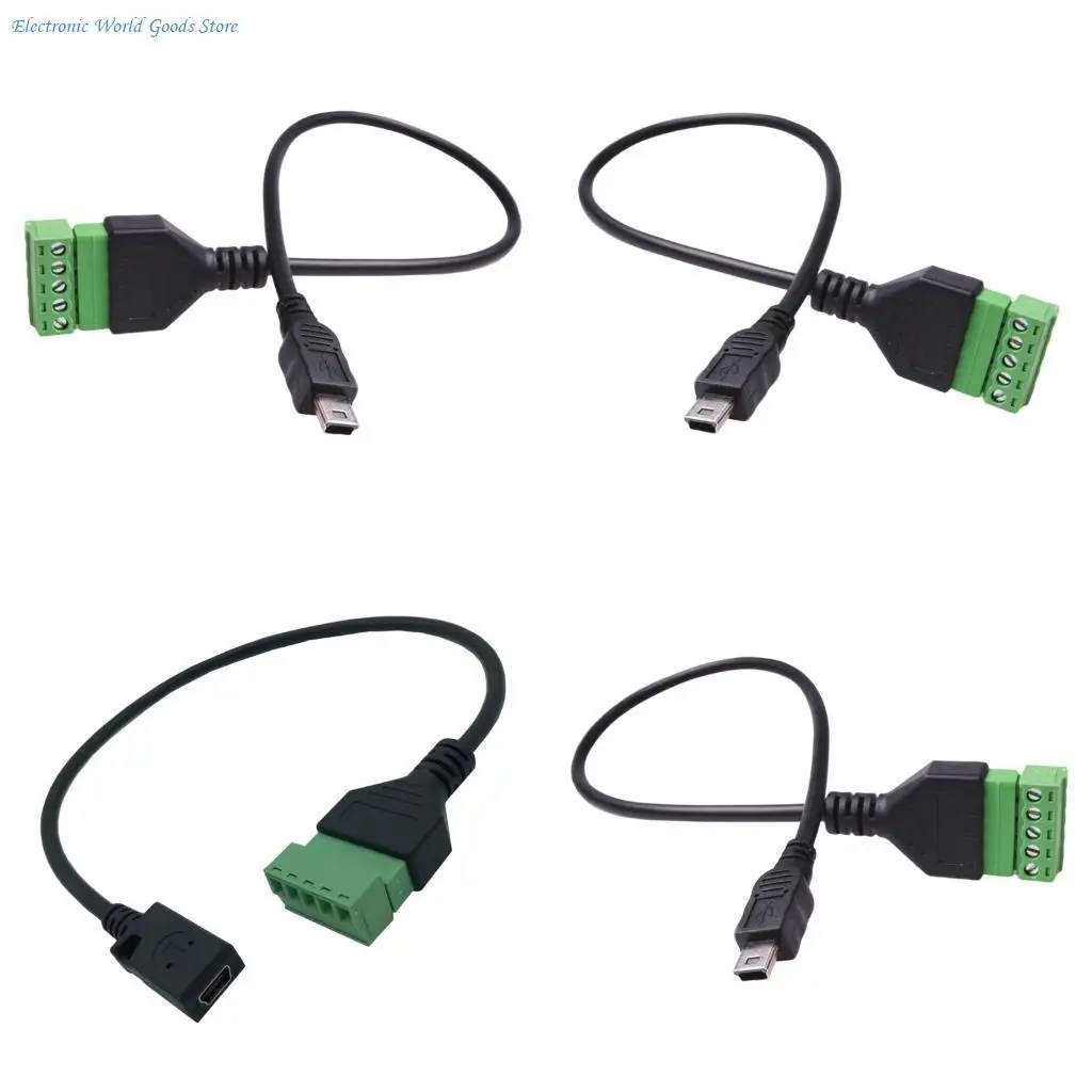 A3PD Mini USB 5Pin Male/Female To 5Pin Terminal Adapter 30Cm Long ABS Metal Design