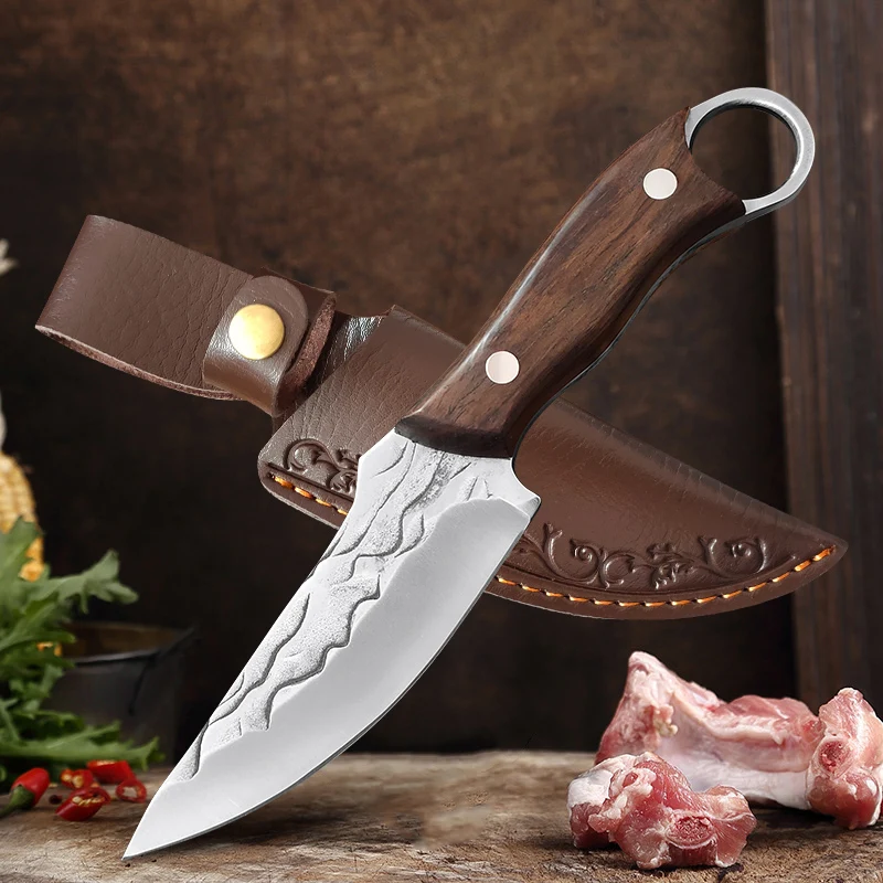 Utility Knife Slicing Fish Meat Vegetable Kitchen Knives Wood Handle Hand forged Blade Butcher Boning Knife Chef Camping Cleaver