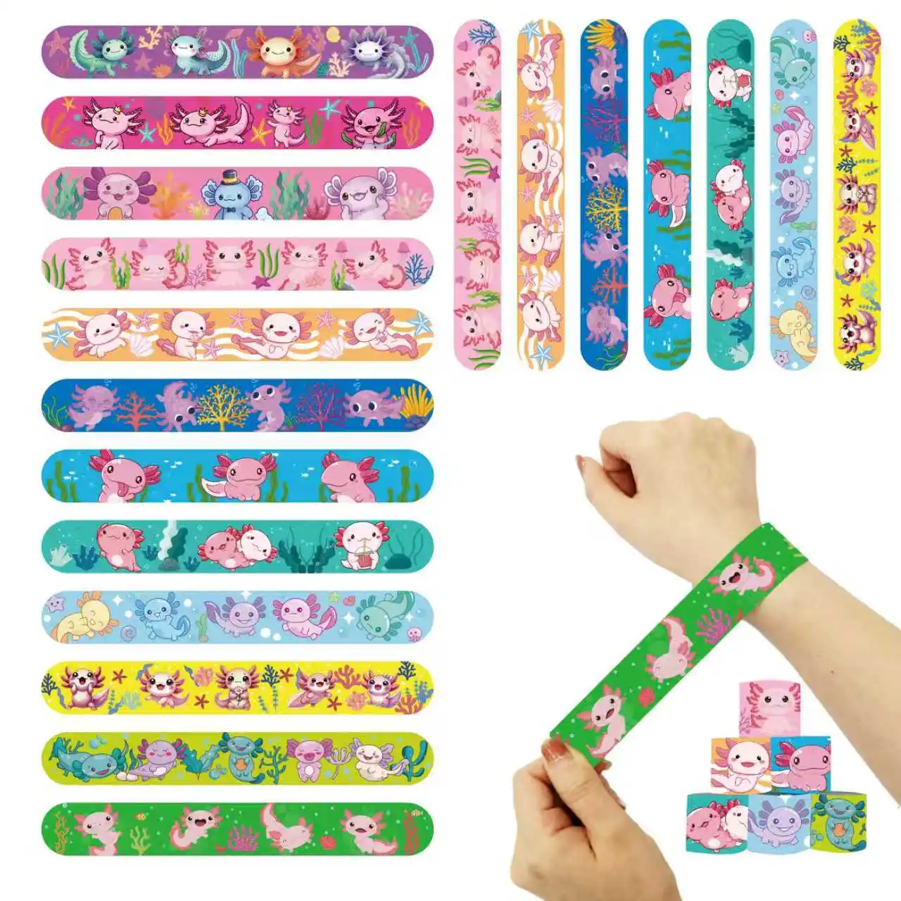 

12/24/36 шт. браслеты Axolotl, сувениры для вечеринки в стиле аниме, подарки на день рождения, украшения для детского душа, браслет Snap Band для детей и девочек