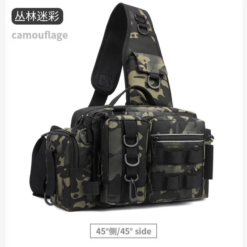 

Fishing Tackle Backpack Lure Box Gear Storage Bag Fanny Pack for Men Fly Fishing Backpack with Rod Holder Sling Shoulder Bag