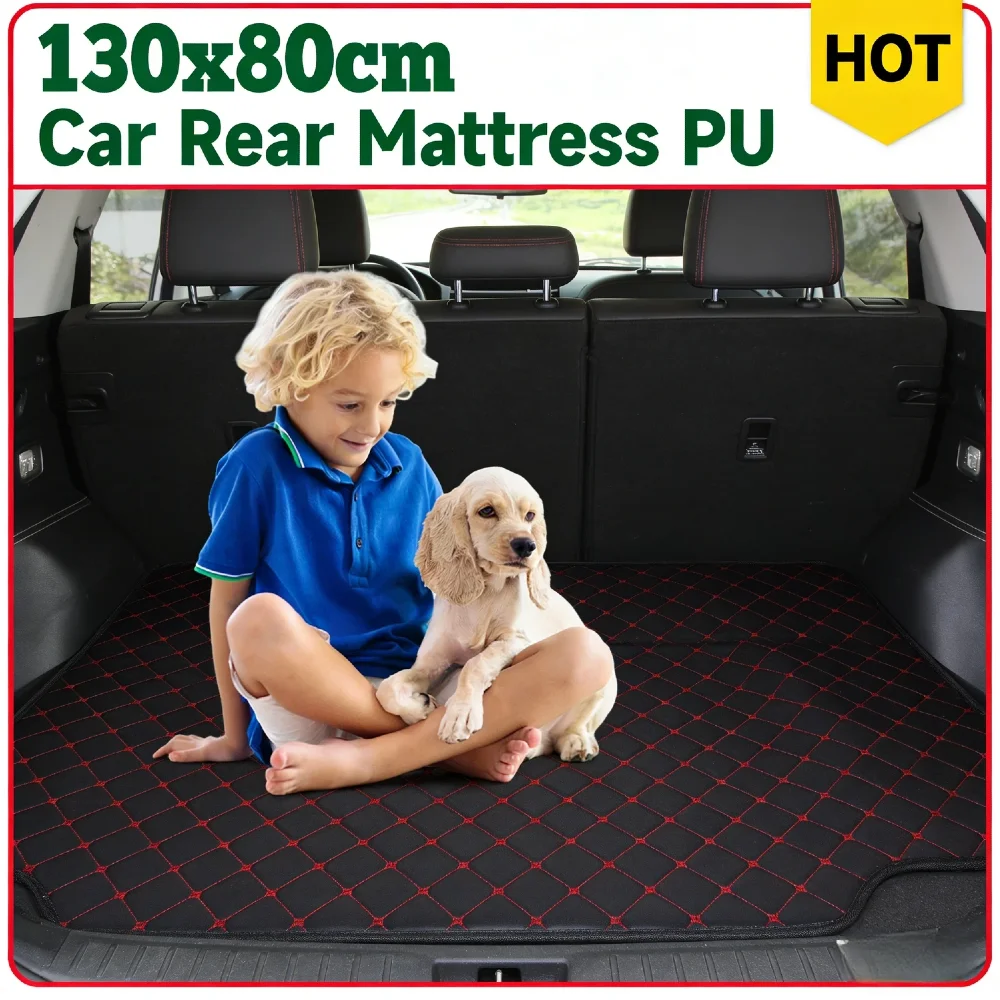 

Portable Non-Inflatable Car Back Seat Mattress PU Leather Anti-Slip Bottom 600 lbs Support Folding Travel Bed for SUV Sedan Truc