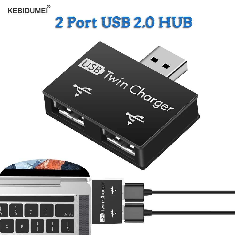 Hubs 2.0 Dual USB Macbook Male Computer 2.0 to for Splitter