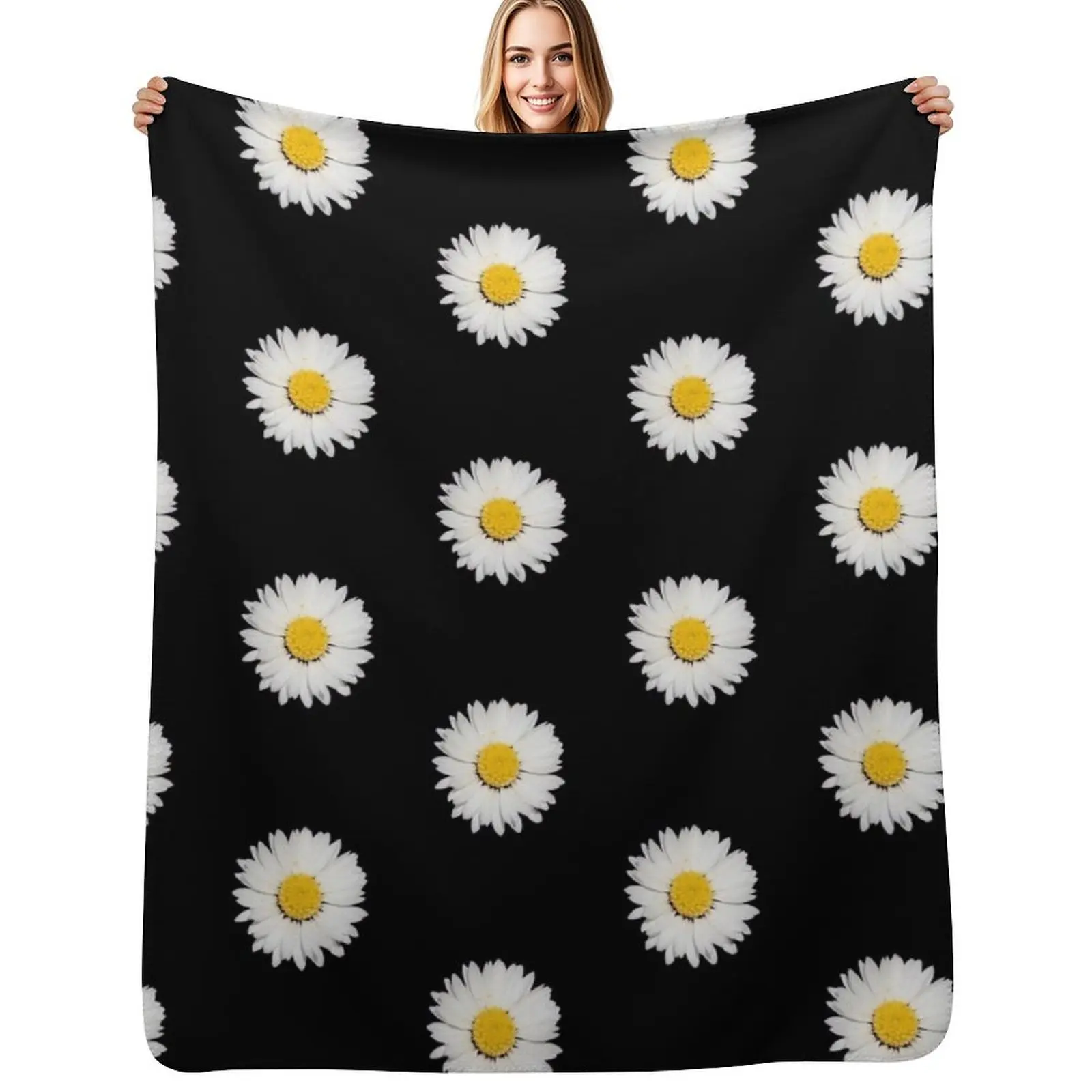 Top View Of A White Common Daisy Isolated Throw Blanket manga Stuffeds Travel Blankets For Sofas Loose Vintage Blankets