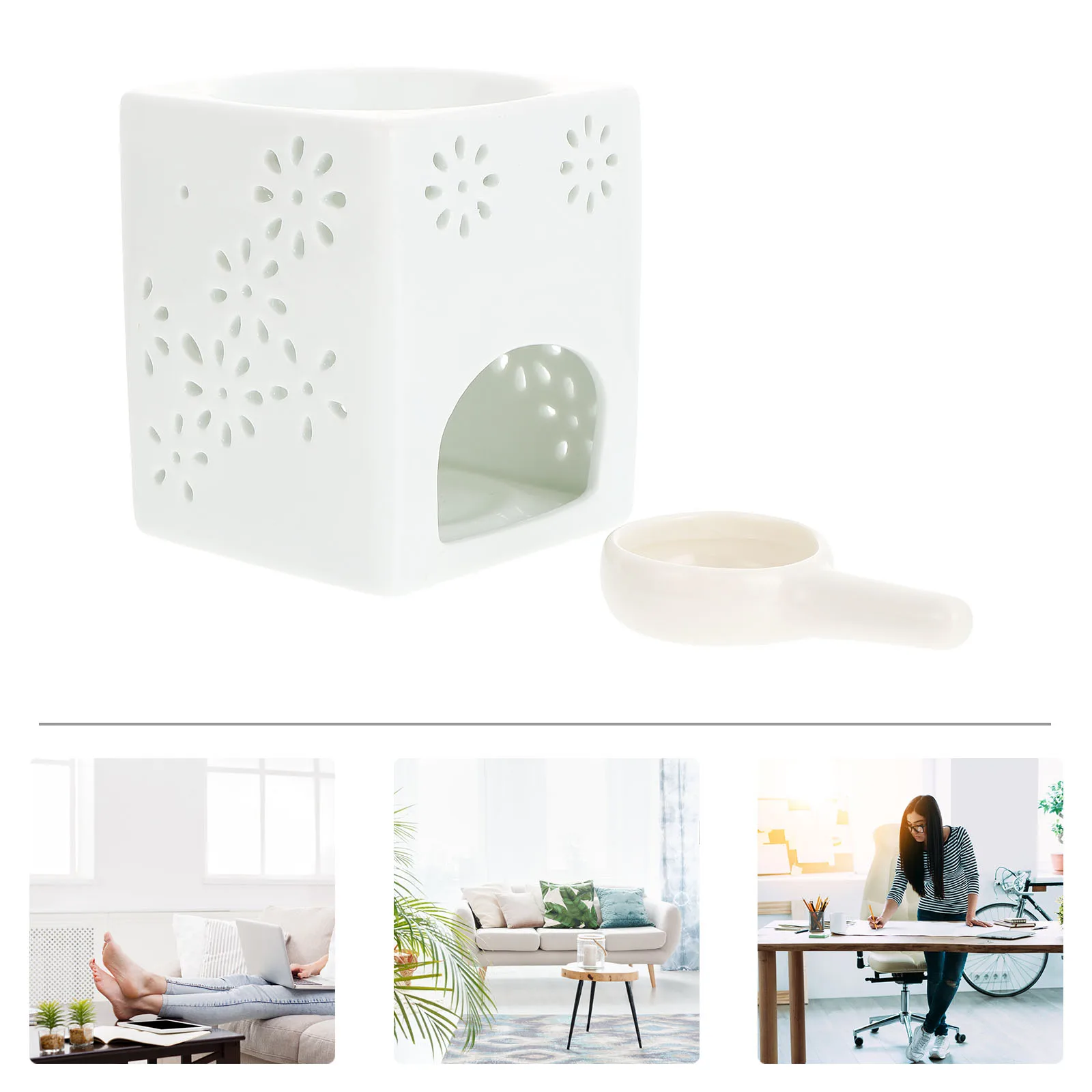 

1Set Ceramic Aroma Burner Hollow Holder Reusable Aromatherapy Diffuser for Home Spa Wedding Party Indoor Outdoor Decor