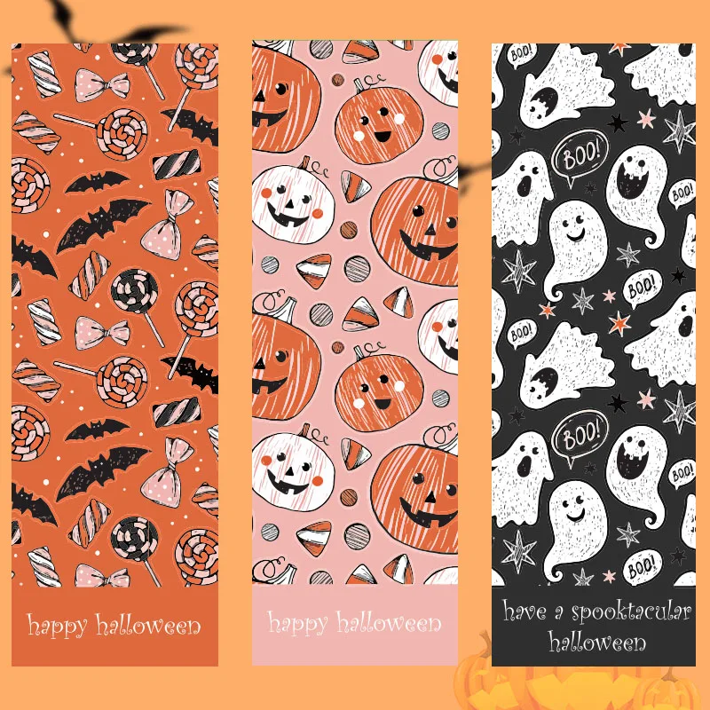 30-90pcs 9*3CM Happy Halloween Stickers Pumpkin Witch Skull Sealing Labels Scrapbooking for Holiday Gift Package Decor Sticker