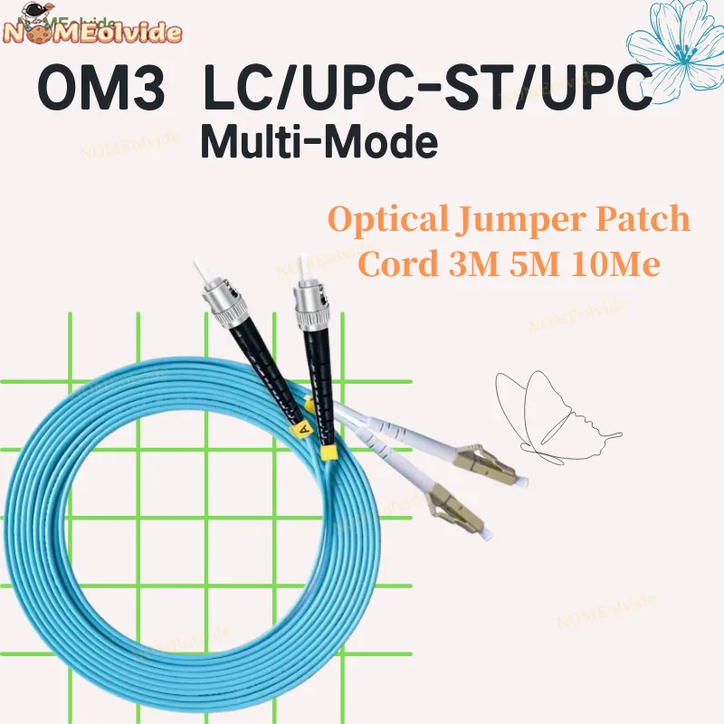 10PCS/Pack OM3 LC/UPC-ST/UPC Multi-Mode OM3 Fiber Cable Multimode Duplex Fiber Optical Jumper Patch Cord 3M 5M 10M